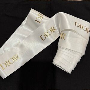 Dior Wide 2” Satin Ribbon in White Embossed Gold Logo